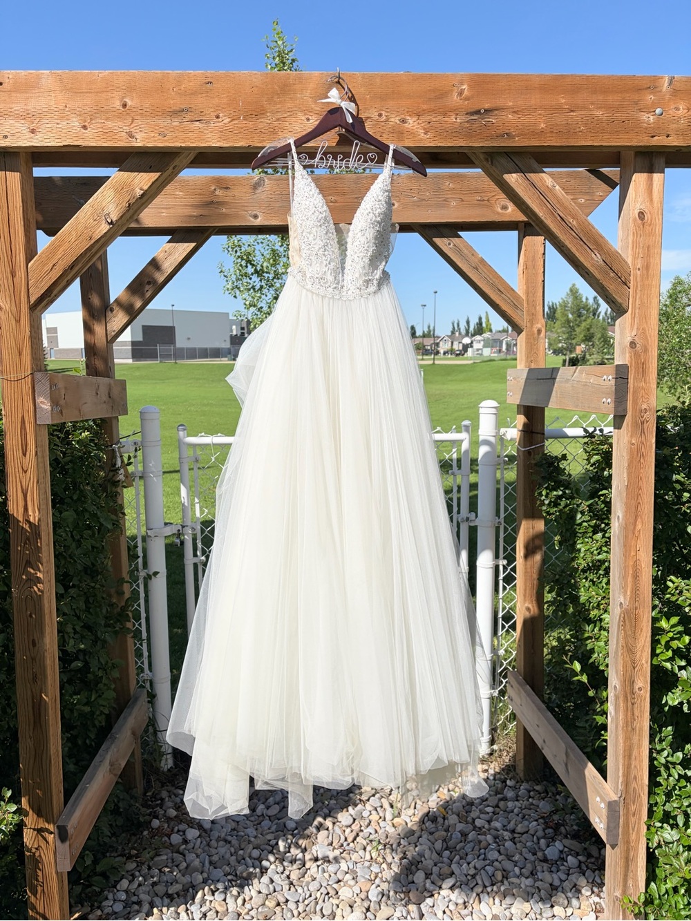 Madison James A-Line Tulle Wedding Dress with Beaded Bodice - Size 4
